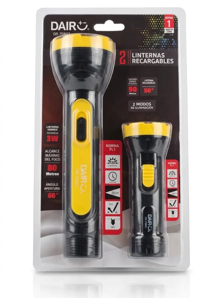 Kit de 2 Linternas Recargables Dairu DR-70803.