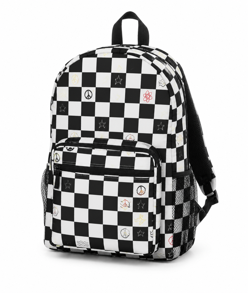 Mochila Cuadros Blanco Y Negro