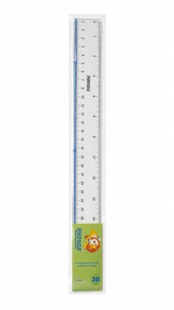 Regla Plastica 30 Cm Linea Azul