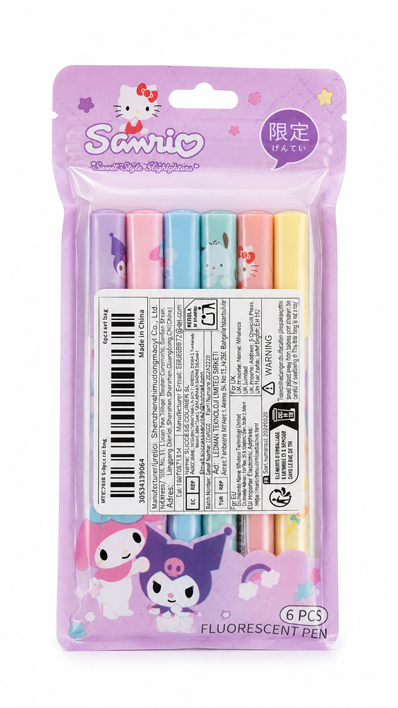 Resaltadores Sanrio 6 Piezas