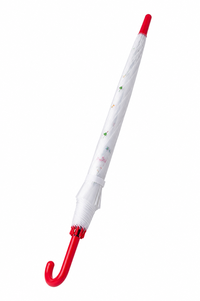 Sombrilla Infantil Blanca Mango Rojo