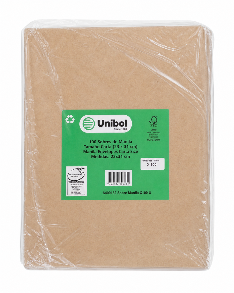 UNIBOL - Sobres De Manila Carta X100